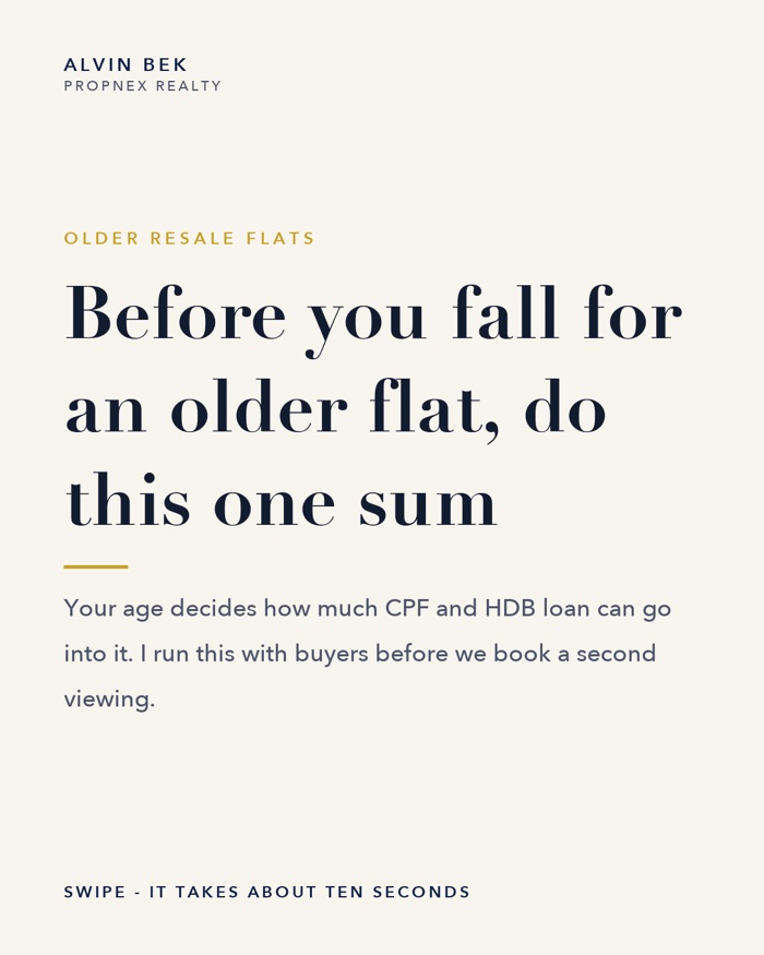 Older resale flat with remaining lease sum card